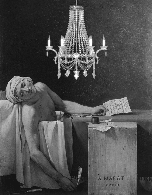 Death of Marat with spinning chandelier - Animated GIF by Bill Domonkos