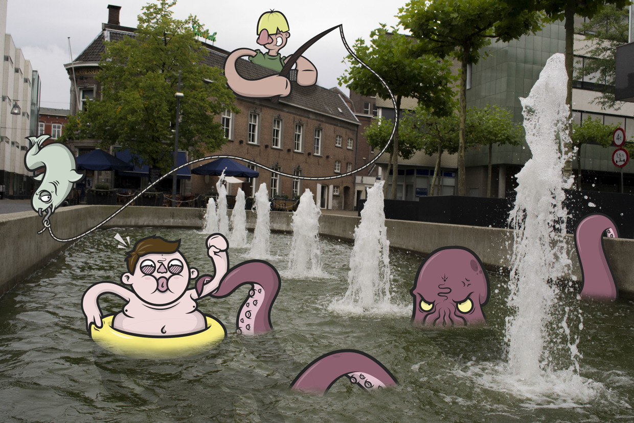 Tilburg Fountain Cartoon - Art by Bo Stokkermans