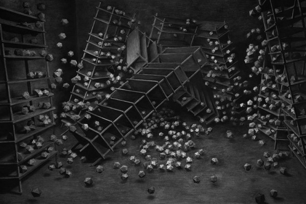 The Collapse of Cohesion - Charcoal Drawing by Levi van Veluw