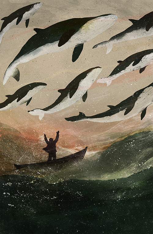Minke Whale Migration - Illustration by Gelrev Ongbico