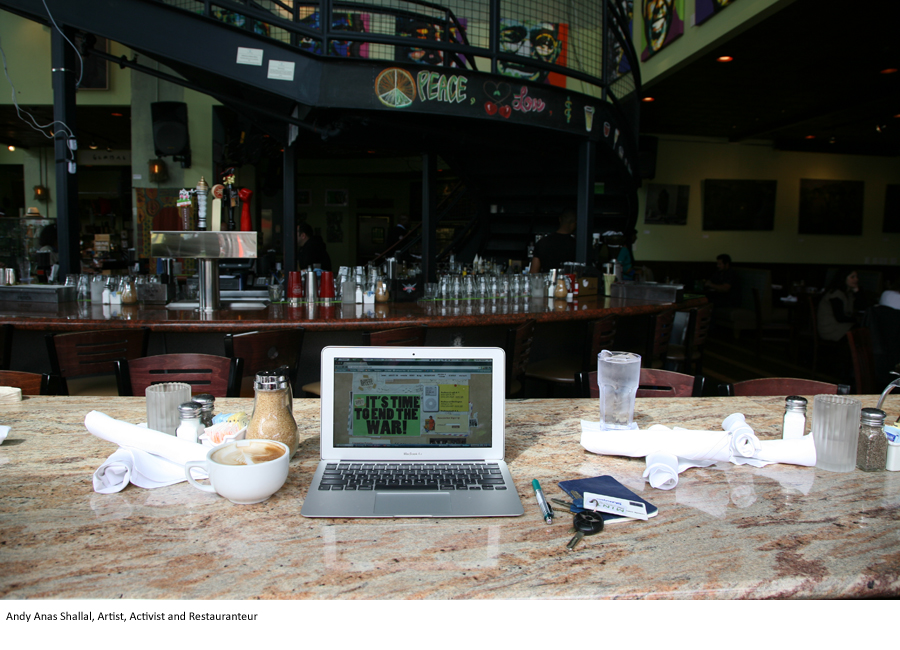 Andy Anas Shallal, Artist, Activist, and Restauranteur - Art Desks - Photo by E. Brady Robinson