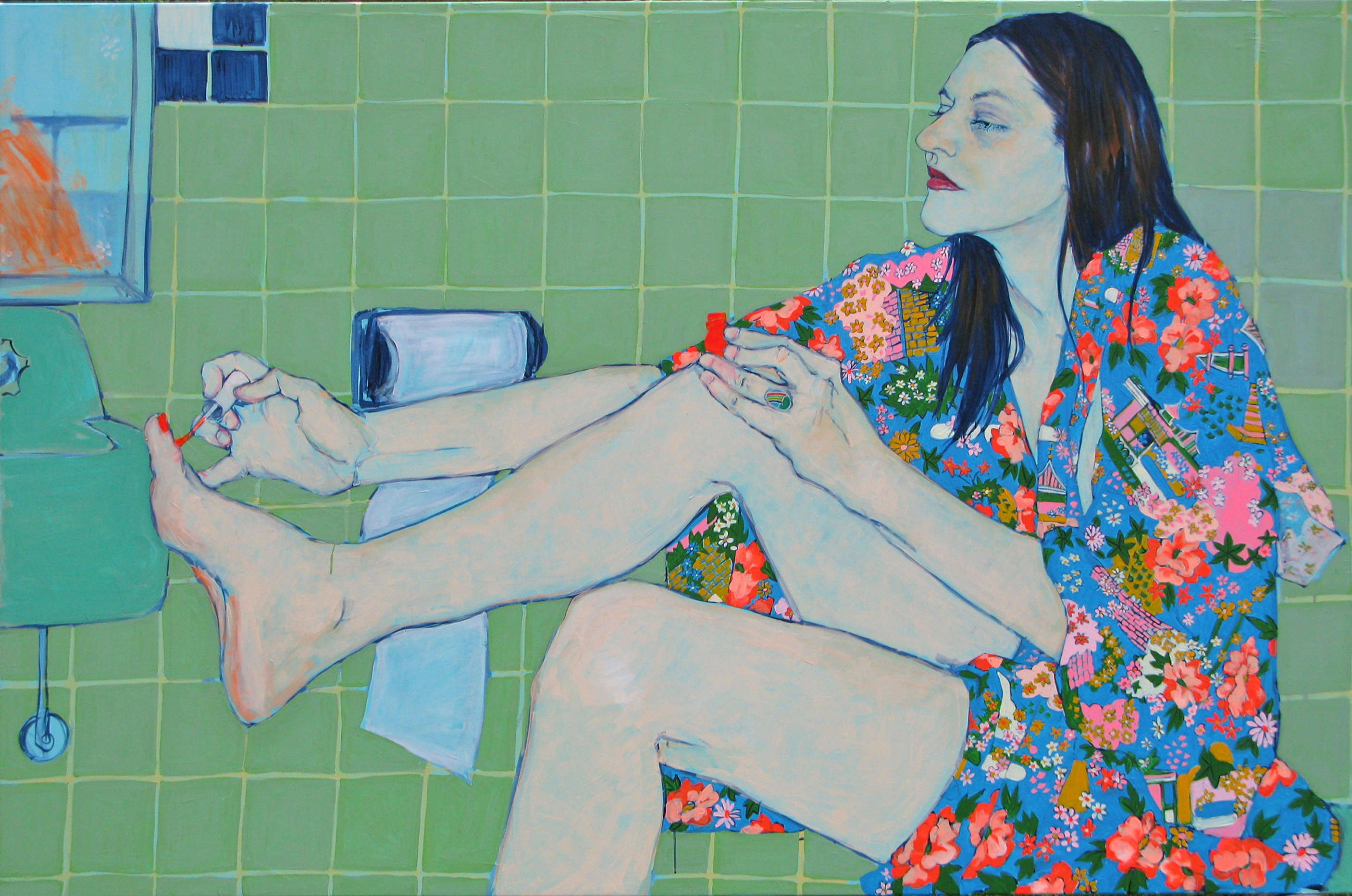 Sara Vanderbeek in Her Bath Closet - Painting by Hope Gangloff