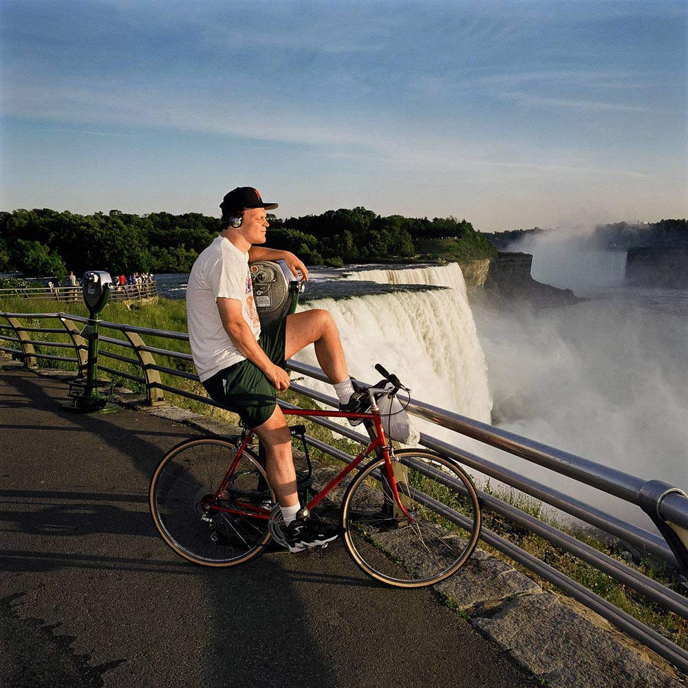 Bicyclist at Niagra Falls State Park, NY 1999 - Sightseer Series - Photo by Roger Minick