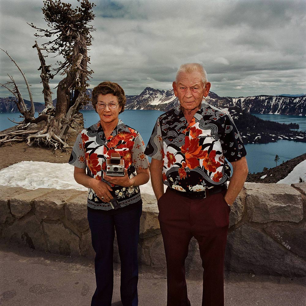 Couple with Matching Shirts, Crater Lake National Park, OR 1980 - Sightseer Series - Photo by Roger Minick