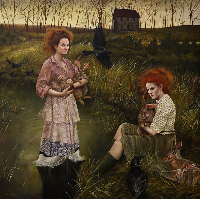 Marsh Hare - Painting by Andrea Kowch