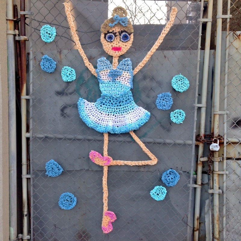 Ballerina Dancer - Crochet Yarn Bombing - Street Art by London Kaye