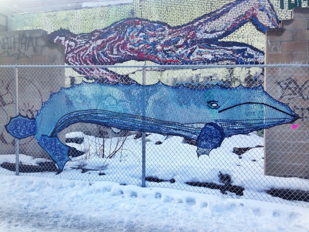 Blue Whale - Crochet Yarn Bombing - Street Art by London Kaye