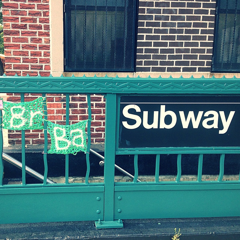 Breaking Bad Logo on Subway Sign - Crochet Yarn Bombing - Street Art by London Kaye