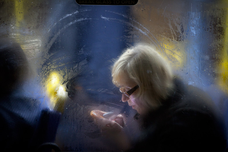 Winter London Bus Passengers - Through a Glass Darkly - Photo by Nick Turpin