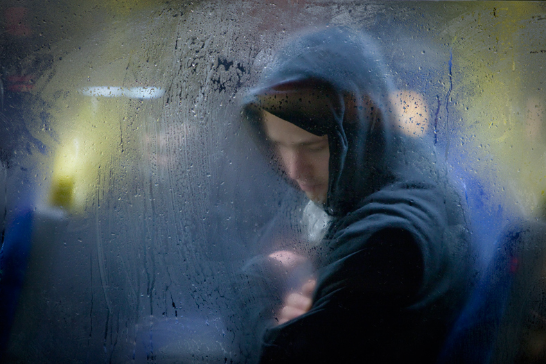 Winter London Bus Passengers - Through a Glass Darkly - Photo by Nick Turpin