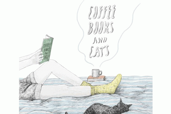 Coffee Books and Cats - Animated GIF by Maori Sakai