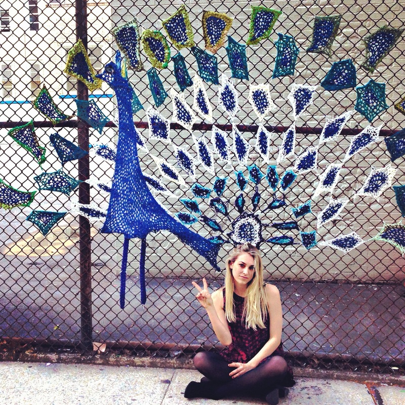 Peacock - Crochet Yarn Bombing - Street Art by London Kaye