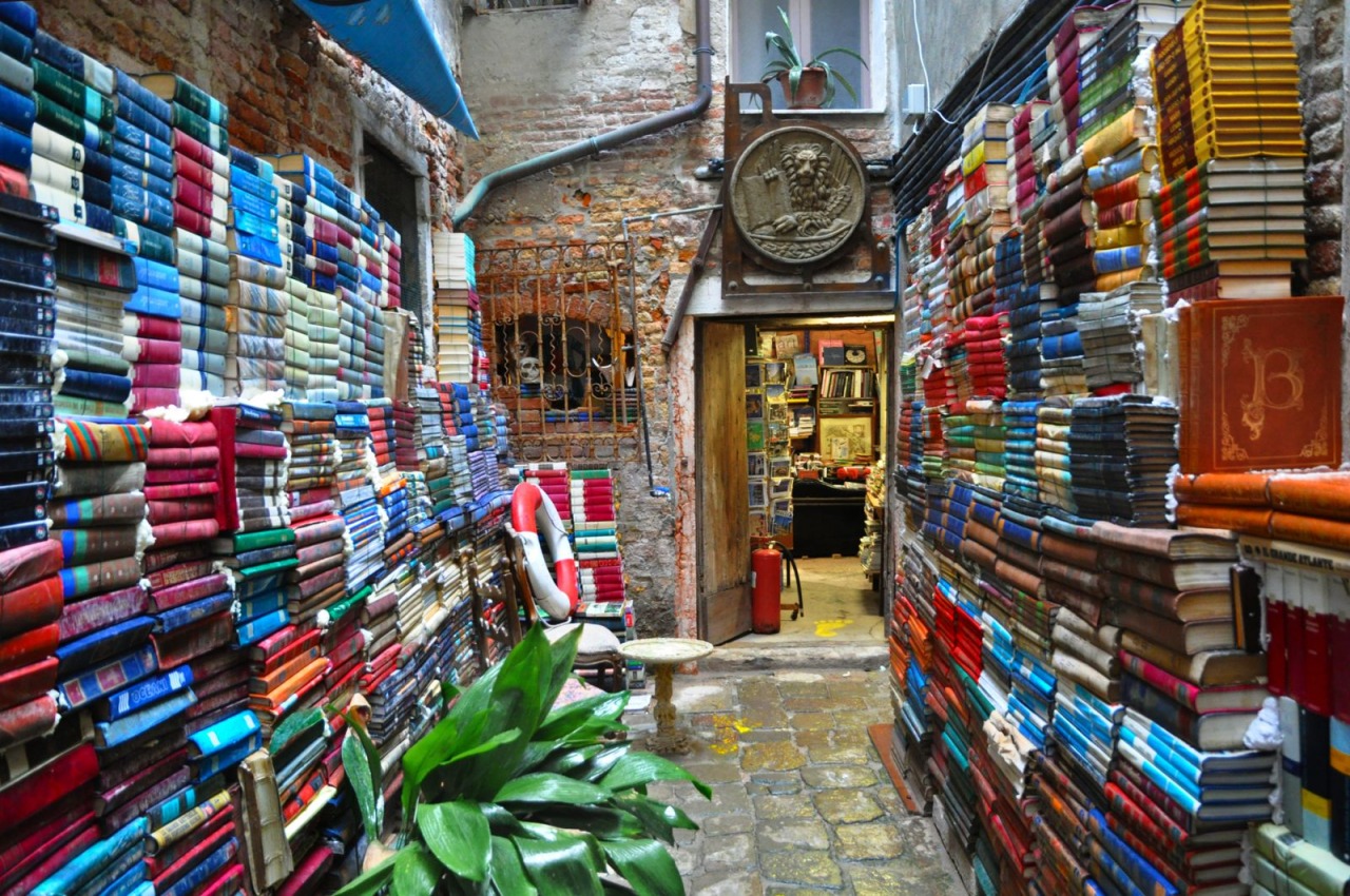 Libreria Acqua Alta Bookshop, in Venice, Italy