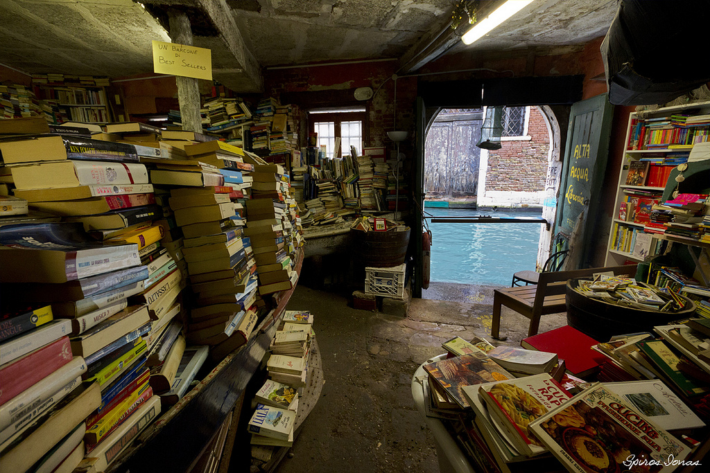 Libreria Acqua Alta Bookshop, in Venice, Italy